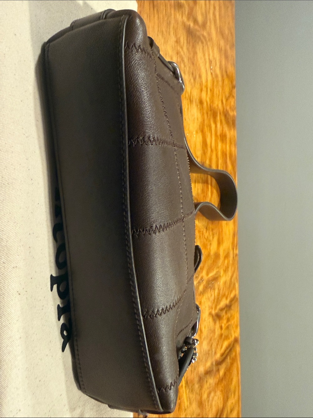 Coach Quilted Leather Shoulder Bag in Dark Brown with Coin Pouch - Picture 7 of 14